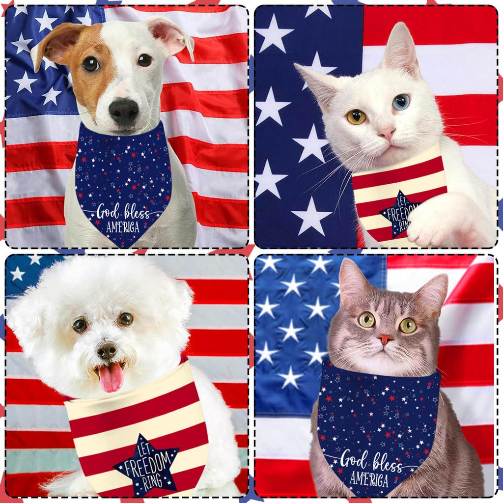 QIRUIMI adjustable red white and blue pet decorations flat lay.