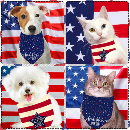 QIRUIMI adjustable red white and blue pet decorations flat lay.