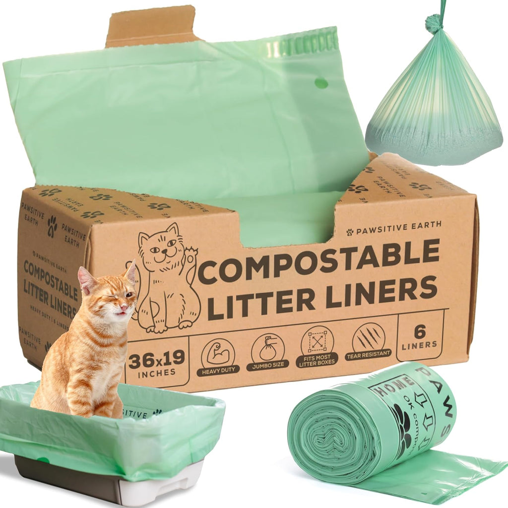 Pawsitive Earth Compostable Cat Litter Box Liners front packaging view.