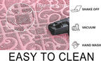 PetLike large pink litter mat positioned beside a cat tray box
