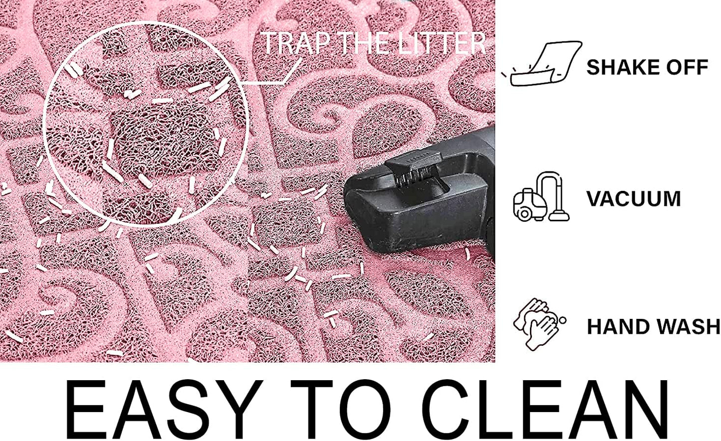Soft and flexible PVC material of the litter mat being cleaned under running water.