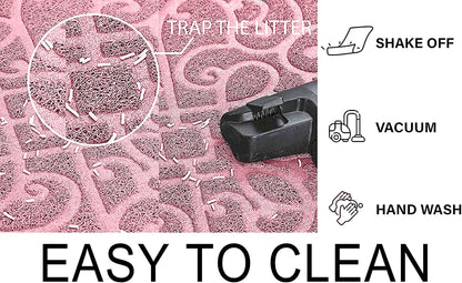Soft and flexible PVC material of the litter mat being cleaned under running water.