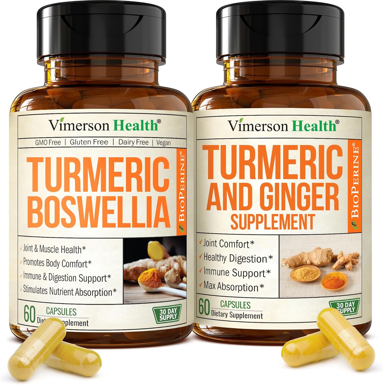 Vimerson turmeric curcumin boswellia supplement bundle 120 vegan capsules