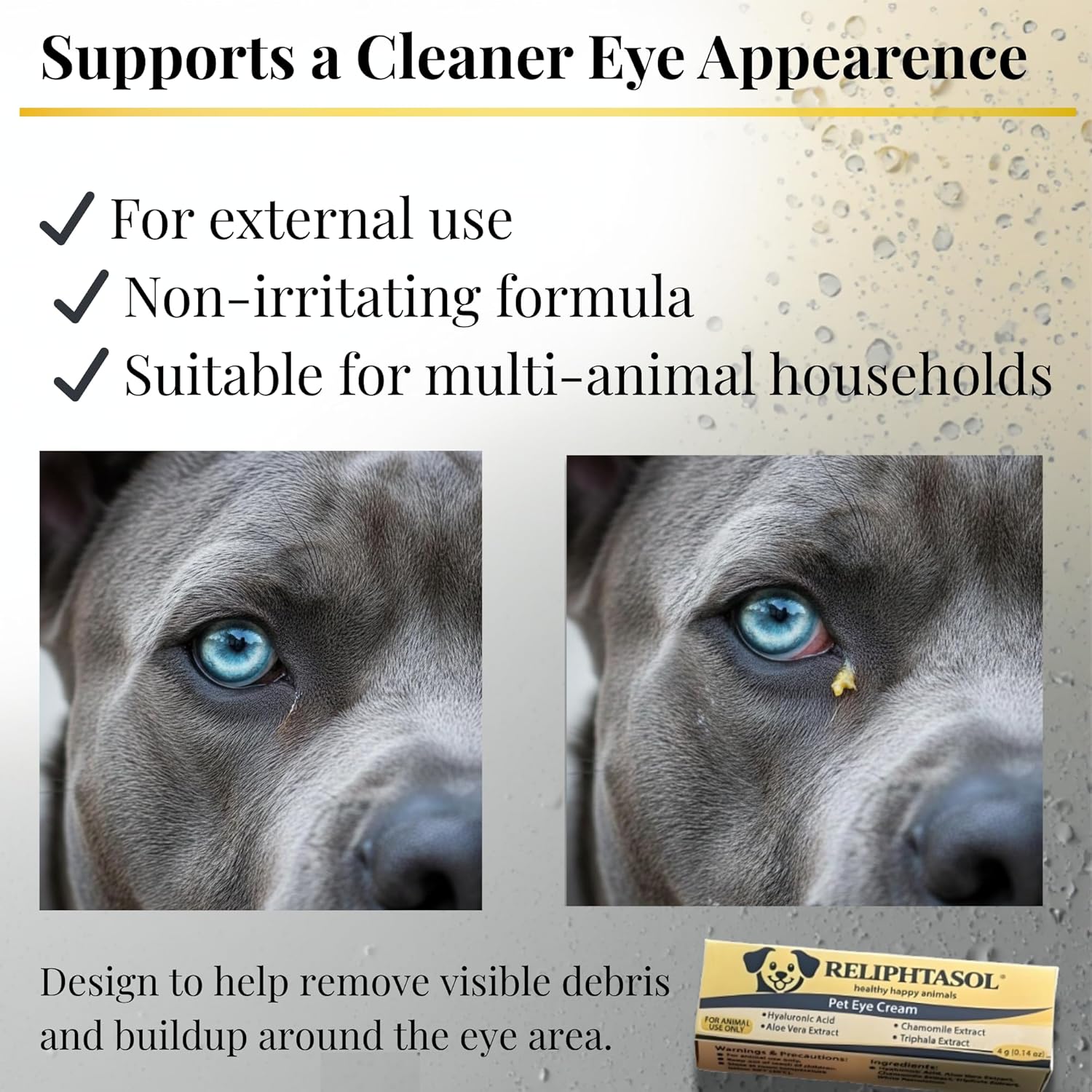 Soothing red eye and dry eye ointment for domestic pets front display