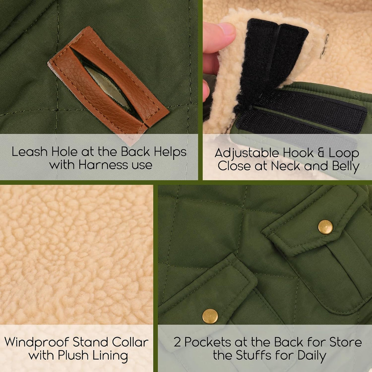 Detailed view of Asenku dog coat turtleneck design
