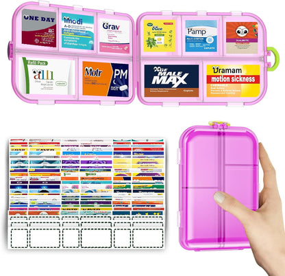 SESIIduo travel pill organizer front view showing magenta and white double layer design with ten compartments.