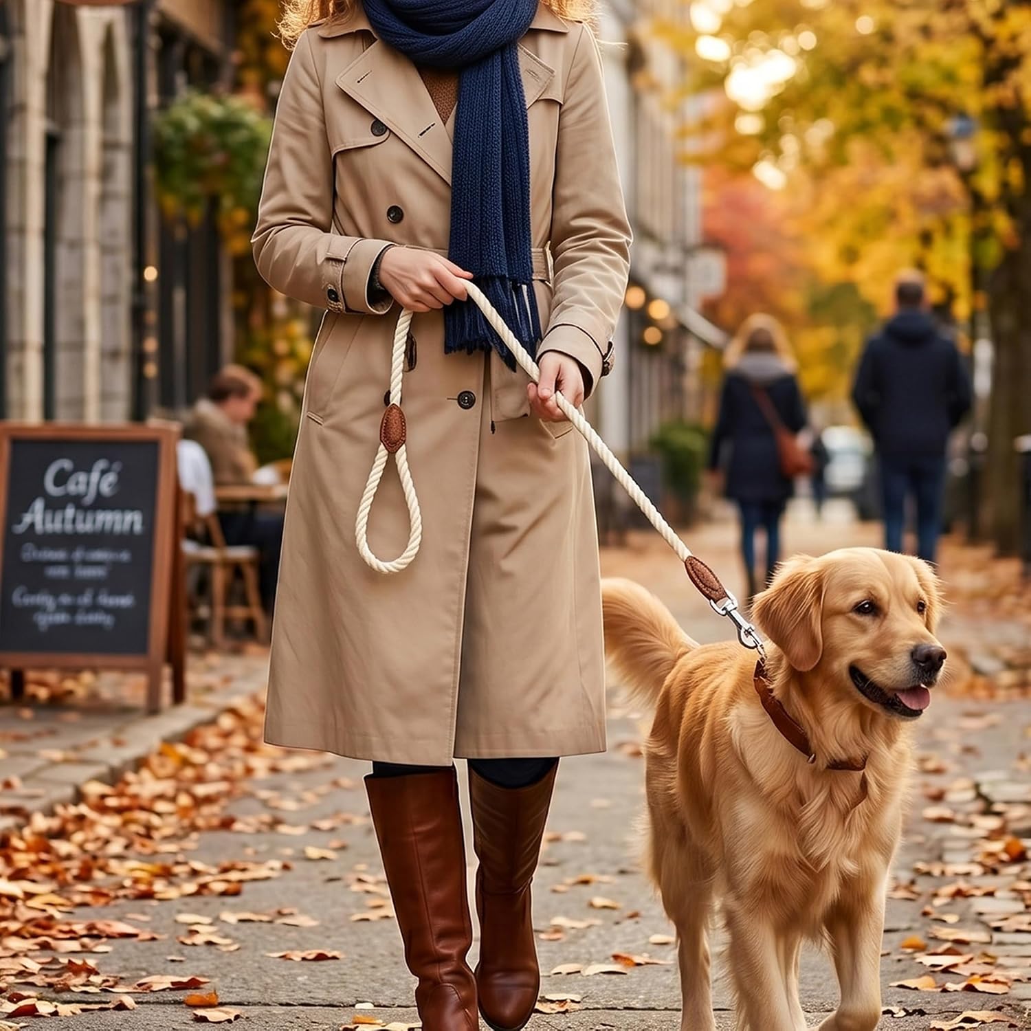 Mile High Life thick cotton rope leash illustrating the sturdy weave pattern suitable for medium dogs.