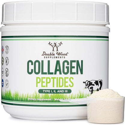 Double Wood Supplements Multi Collagen Peptides Powder front view container for skin and joint health