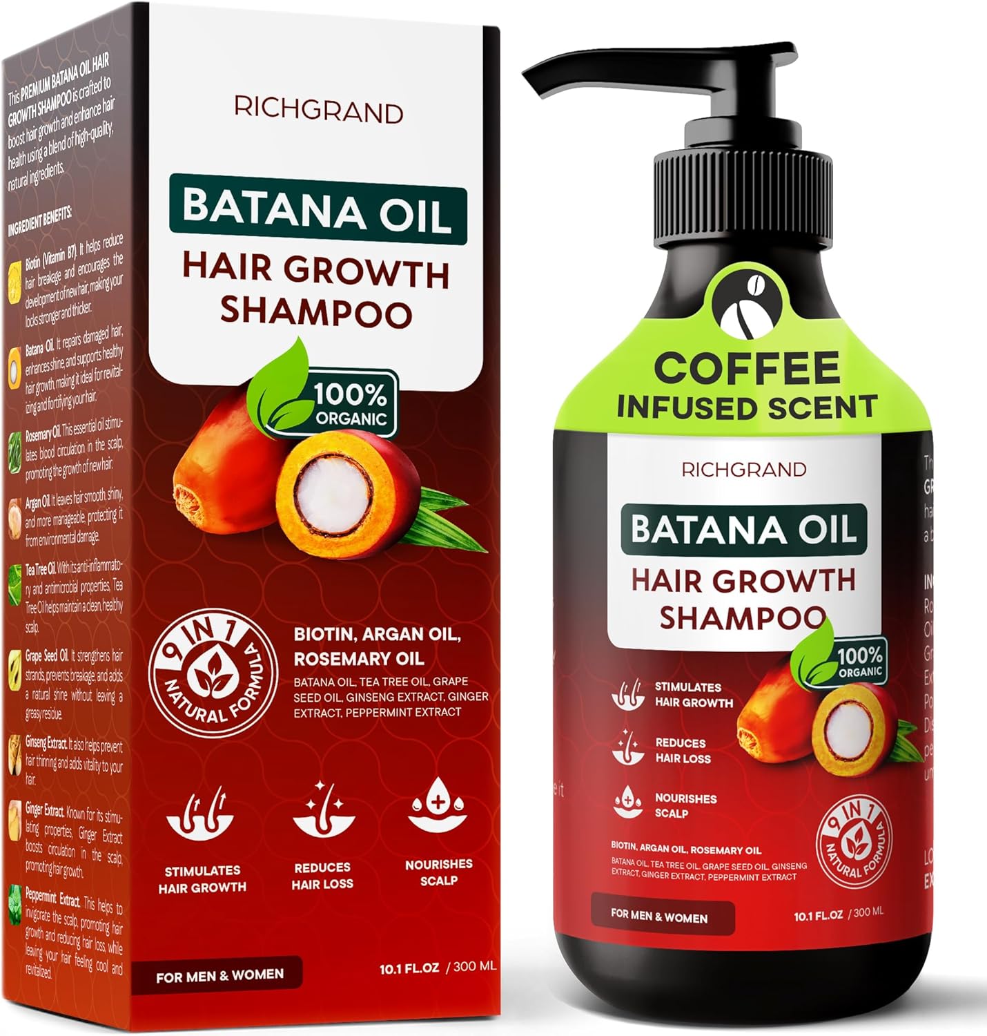 RICHGRAND Batana Oil Shampoo front view for thinning hair volume