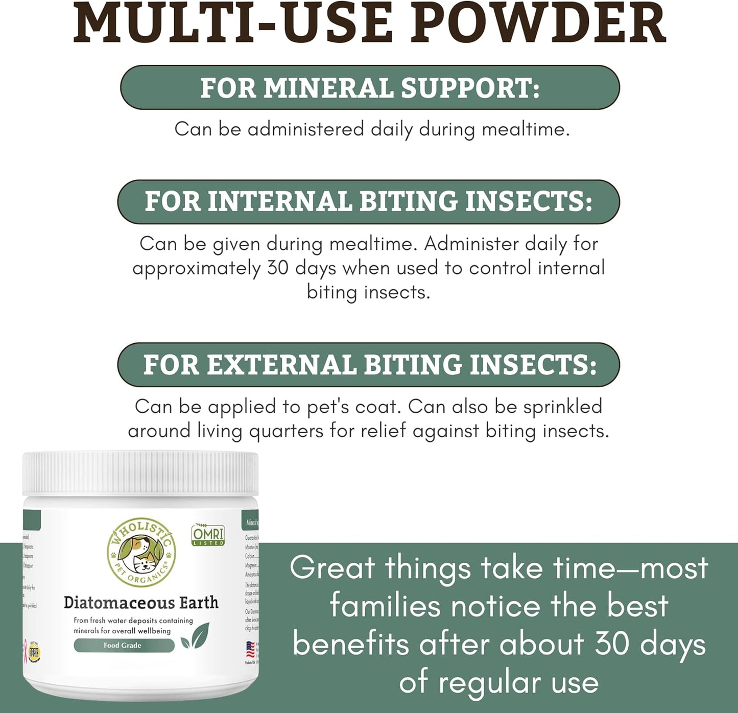 Natural silica pet supplement jar back label