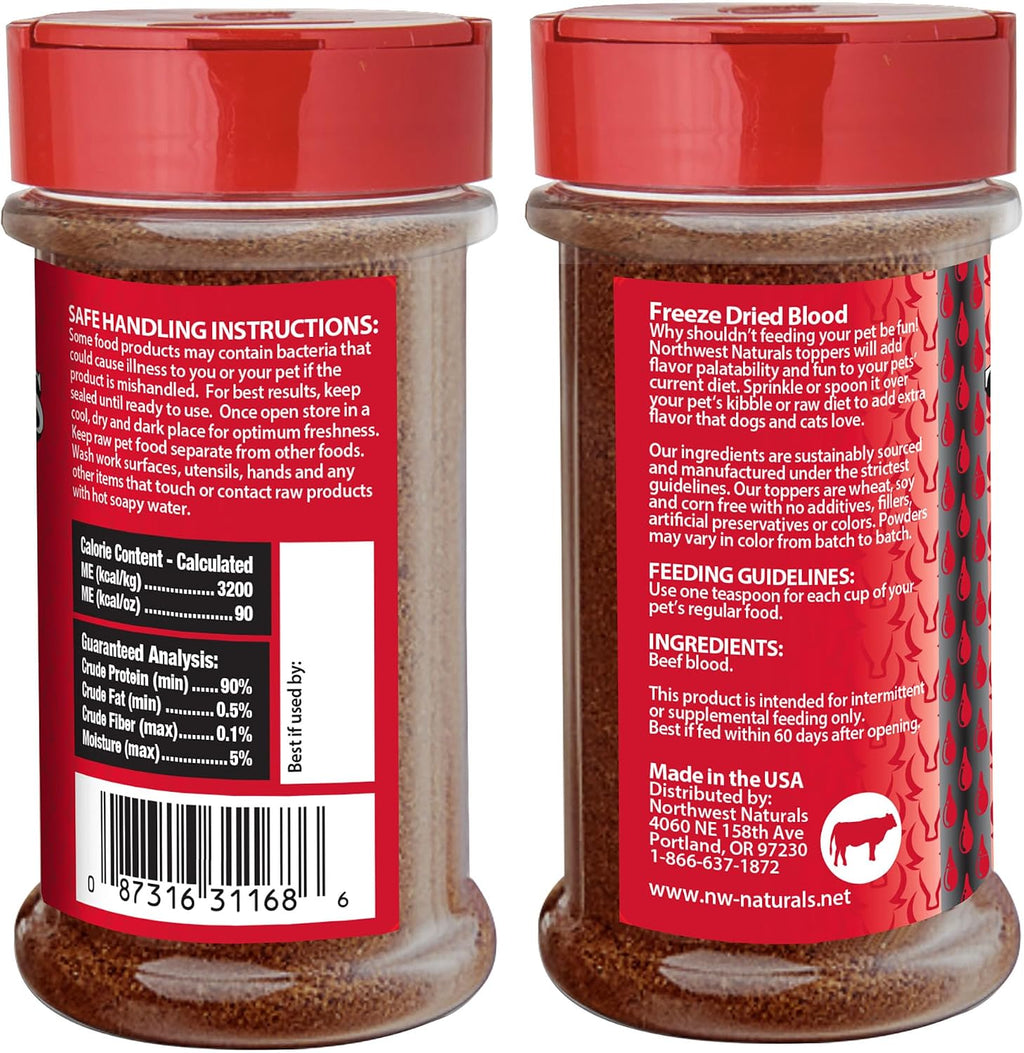 Healthy grain free freeze dried beef blood topper for pet kibble enhancement