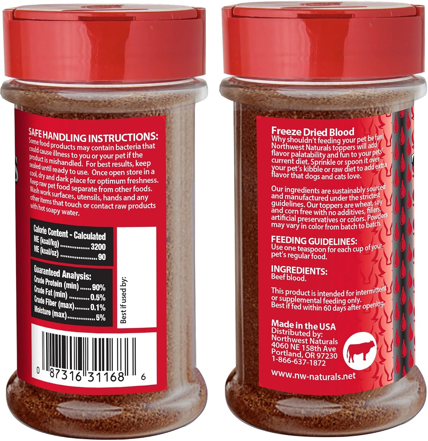 Healthy grain free freeze dried beef blood topper for pet kibble enhancement