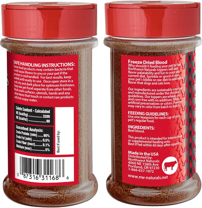 Healthy grain free freeze dried beef blood topper for pet kibble enhancement
