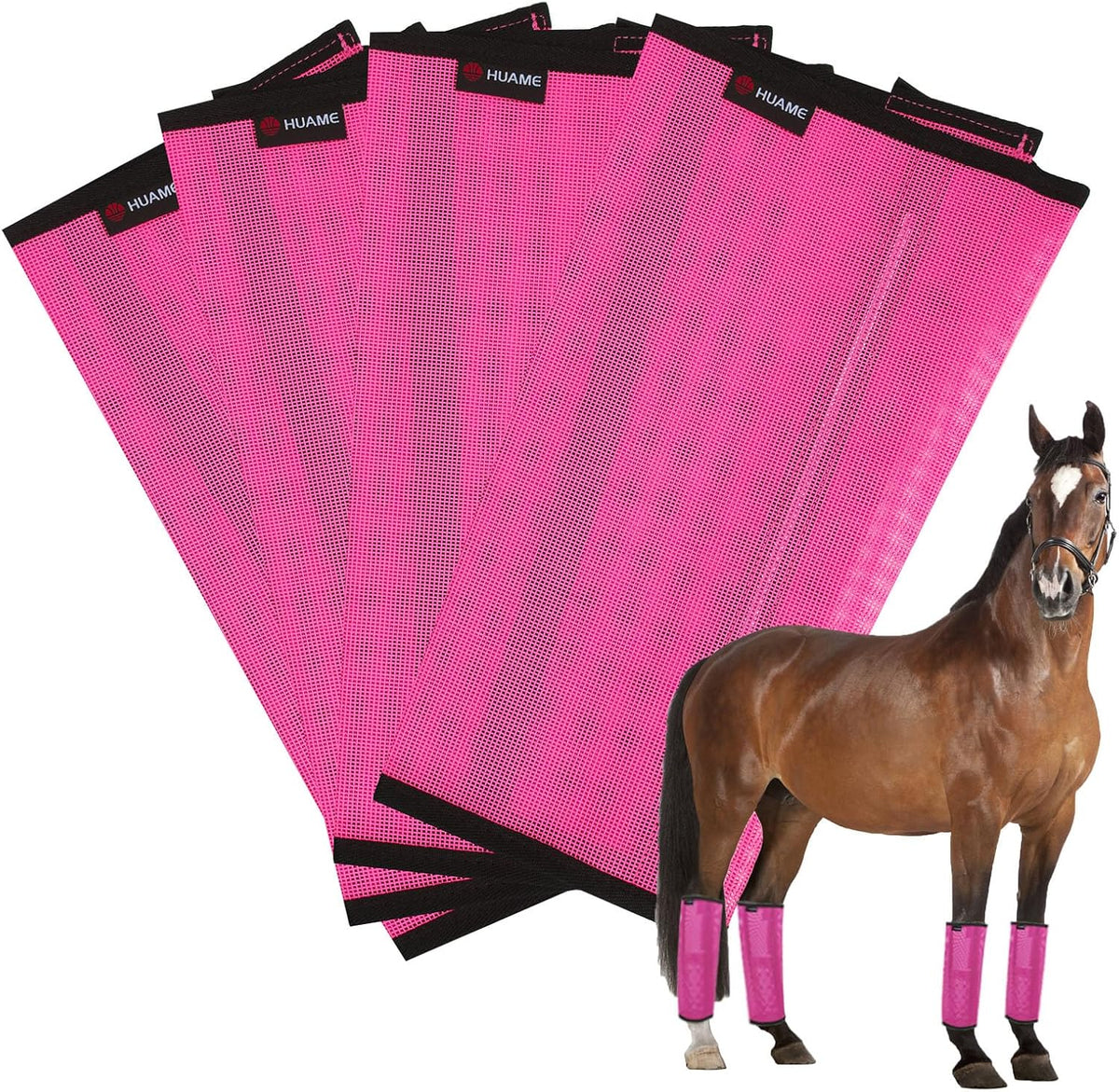 Horse Fly Boots, Breathable Mesh Protection Set of 4, Comfortable Horse Leggings, Breathable Mesh Design, Equine Supplies for Reduce Stomping, Hoof Damage & Leg Fatigue (Purple, Large) - Image 14
