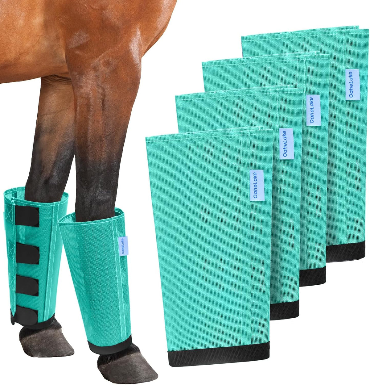 Mesh Horse Fly Boots Set of 4, Loose Fitting Leggings for Horses, Reduce Stressful Stomping, Breathable Adjustable and Universal Fit for 4 Legs, Reliable Stay Put (Blue) - Image 10