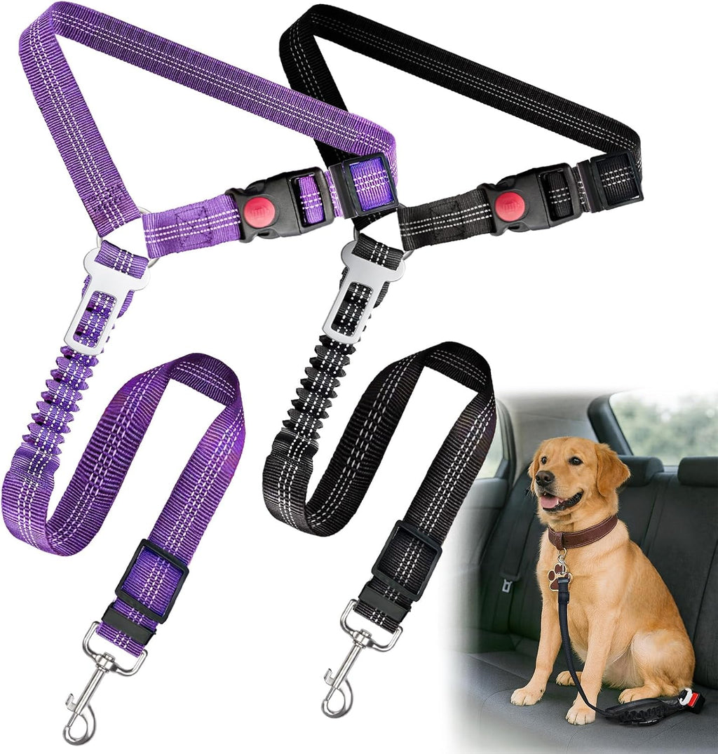 2-Pack Dog Car Seat Belt, 3-in-1 Headrest-Mounted Dog Seatbelt for Car, Adjustable Nylon Pet Safety Leash with Elastic Buffer & Reflective Stitching, Durable Car Harness for Dogs Fits Most Vehicles - Image 13