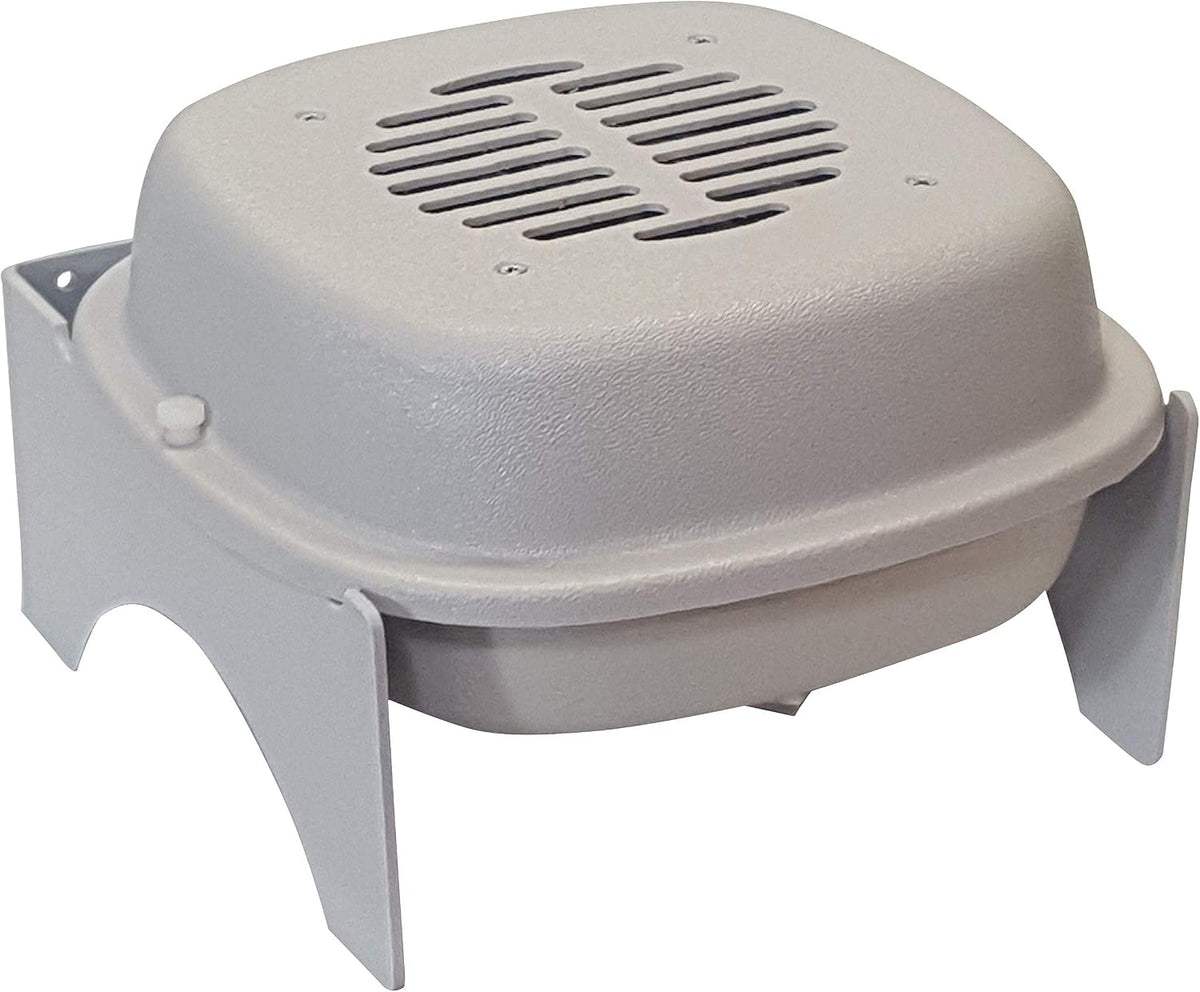 White mounting bracket for pet odor filter on drywall surface
