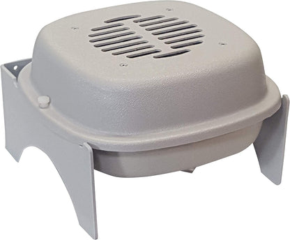 White mounting bracket for pet odor filter on drywall surface