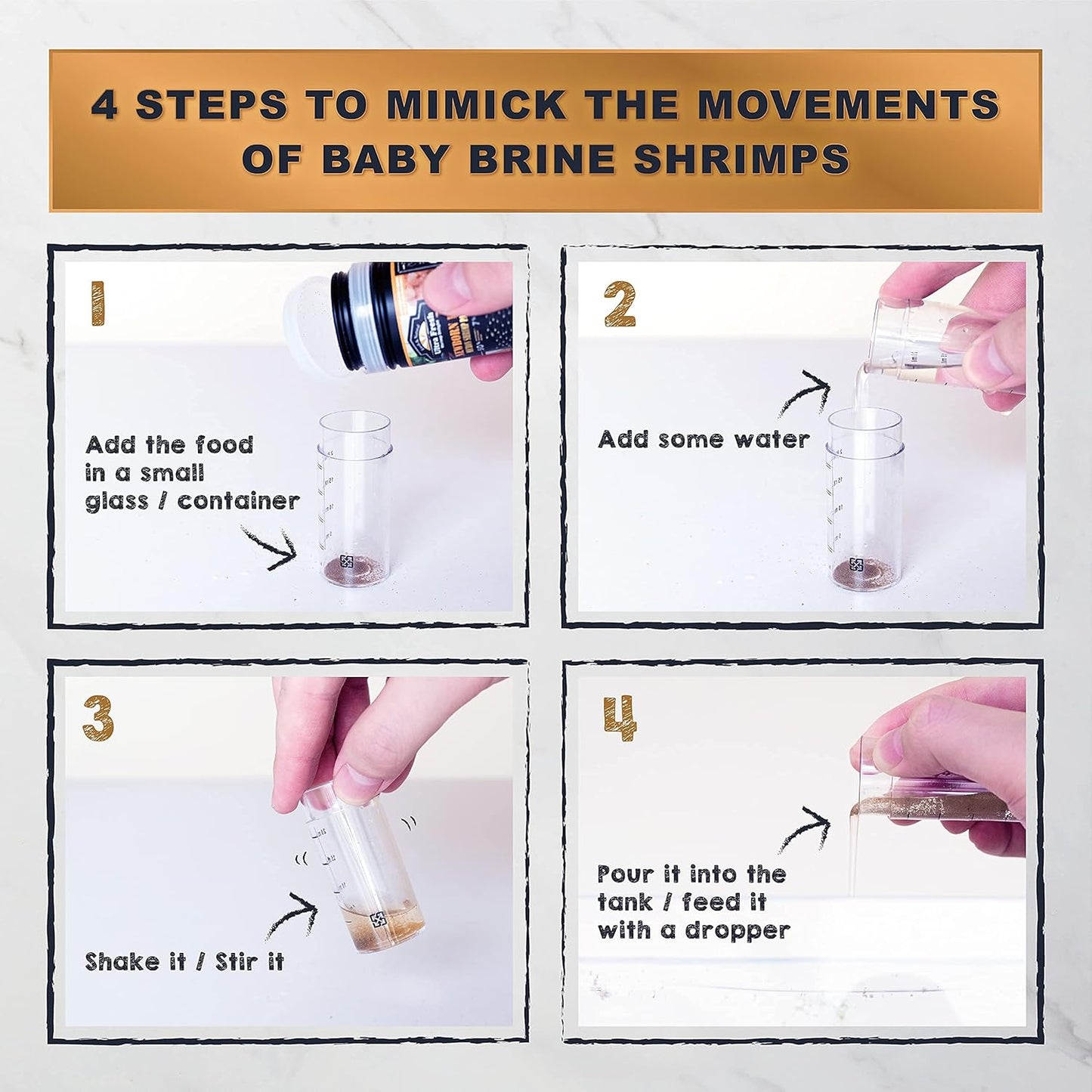 Ultra Fresh newborn fish micron shrimp patties showing slow sinking micro pellets