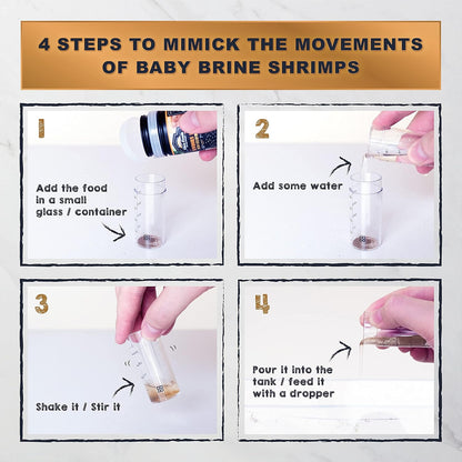 Ultra Fresh newborn fish micron shrimp patties showing slow sinking micro pellets