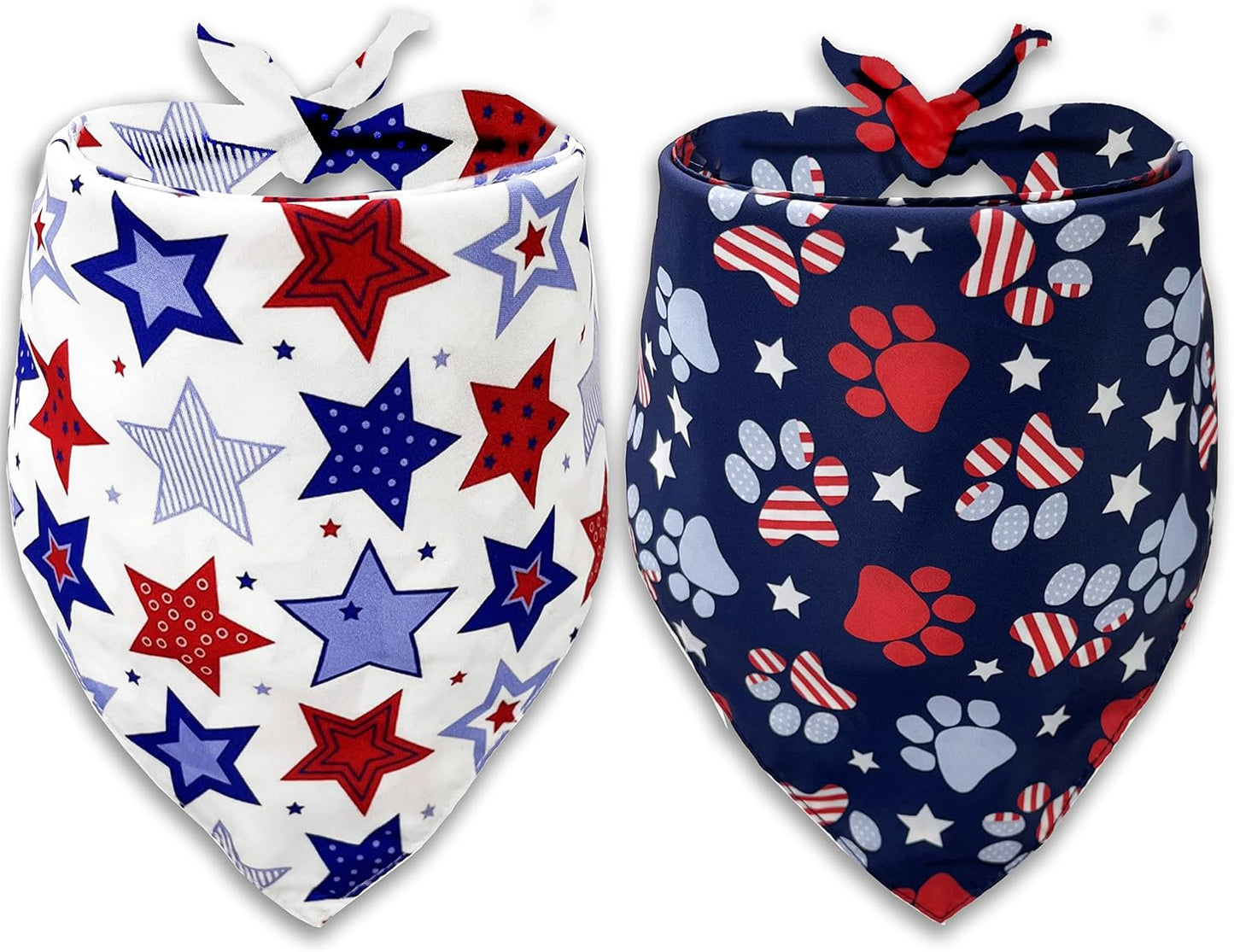Pohshido 4th of July dog bandana front view showcasing patriotic stars design
