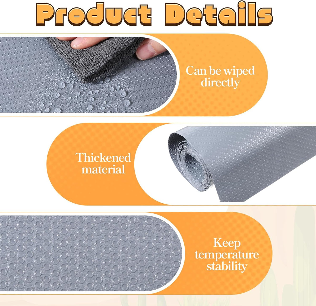 Helidrago gray terrarium carpet texture detail showcasing the anti-slip non-woven surface
