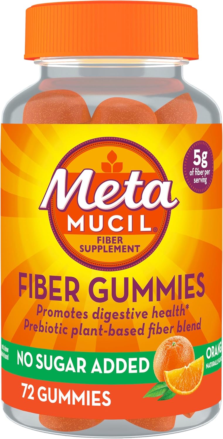 Metamucil Fiber Gummies for Adults, No Sugar Added Orange Flavor, 5g Prebiotic Plant Based Fiber Supplement Blend, 120 Count - Image 12