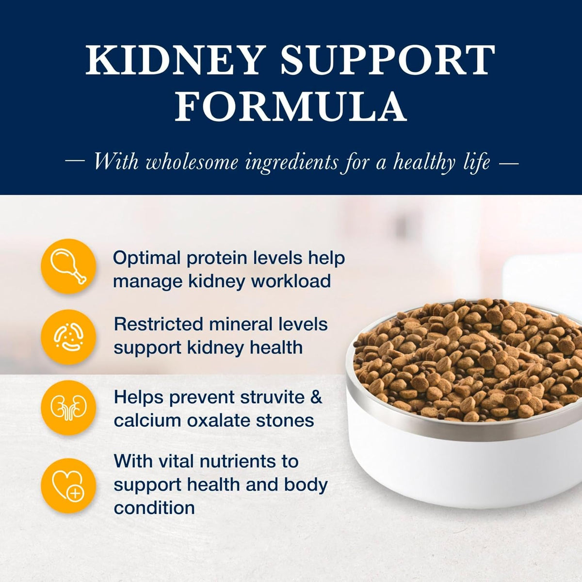 USA imported Blue Buffalo kidney support therapeutic pet food nutritional facts panel