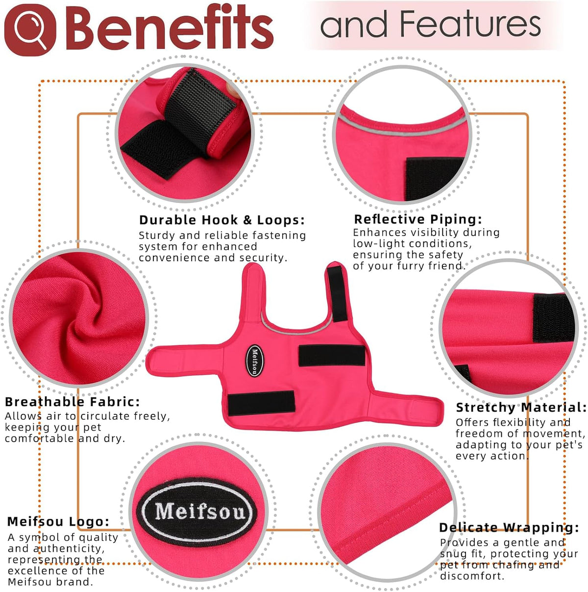 Meifsou calming thunder jacket showing adjustable strap design