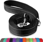 Joytale reflective nylon dog leash black front view heavy duty walking lead.