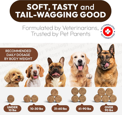 Petsology pet wellness supplement bottle highlighting premium USA sourcing seals.