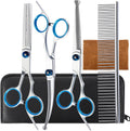 Lengnoyp 5 in 1 premium dog grooming scissors kit front view featuring professional safety round tip shears.