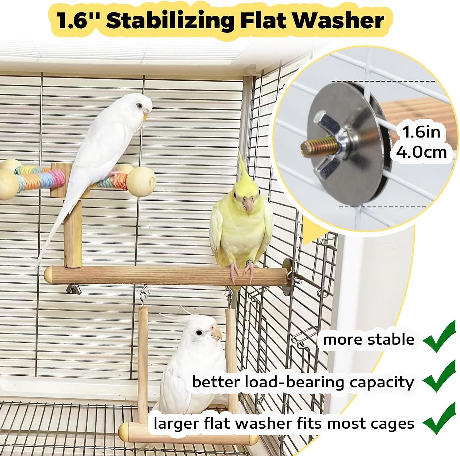 Stabilizing washer installation detail on Jevnd bird perch stand