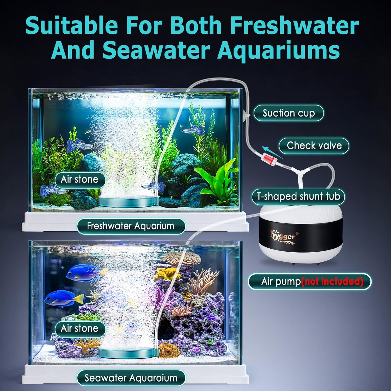 Hygger 3 inch bubble generator demonstrating ultra fine low noise water aeration