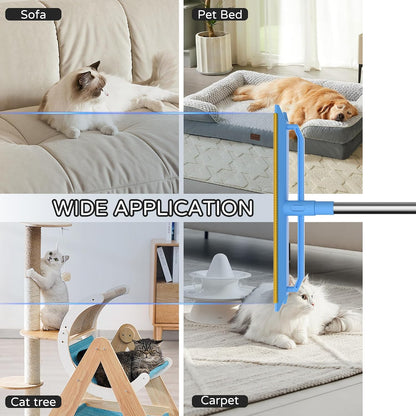 Using carpet rake on thick living room rug