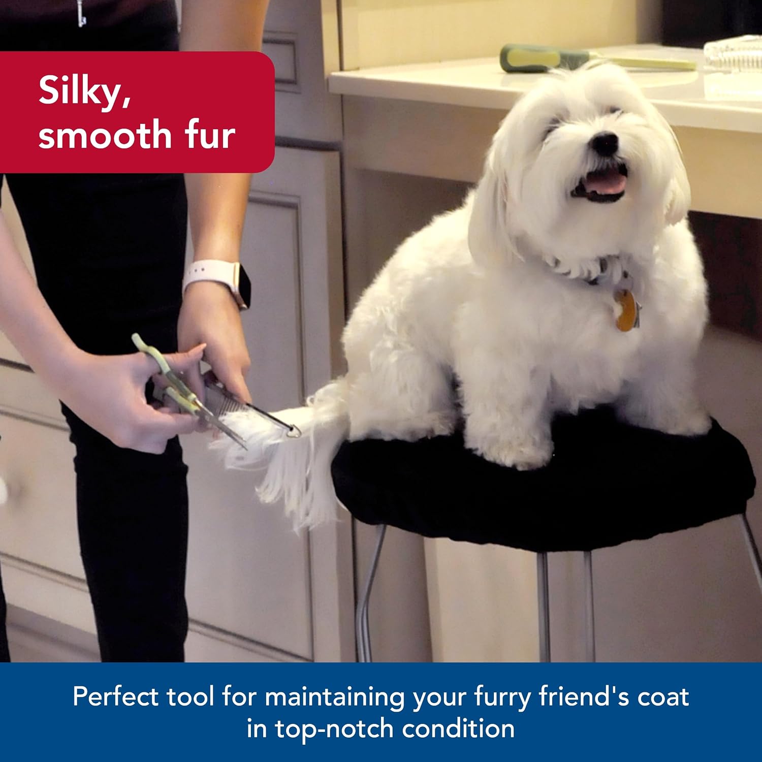 Coastal Pet grooming tool for dogs showing dual wide and narrow tooth spacing