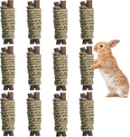 Fhiny 12 PCS Rabbit Chew Sticks, Natural Papaya Wood Seagrass Guinea Pig Chew Toys for Teeth Small Animal Molar Sticks Snacks for Bunny Guinea Pig Chinchilla Ferret Hamster Gerbil Dental Care - Image 10