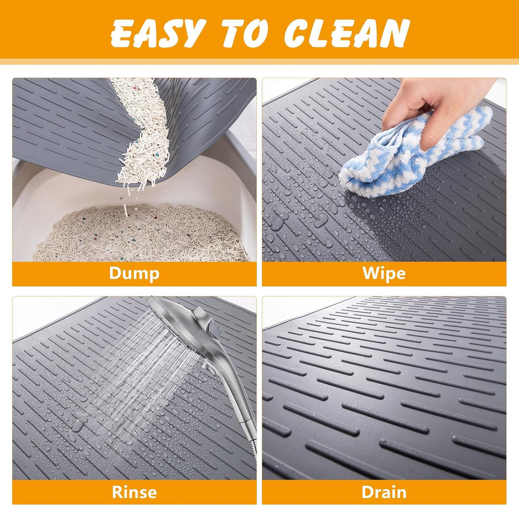 Close up view of the textured non slip rubber base on cat mat.