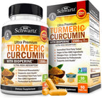 BioSchwartz Turmeric Curcumin 1500mg bottle front view with capsules