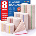 AZEN Premium 8 Pack Elastic Bandage Wrap front view showcasing multiple sizes.