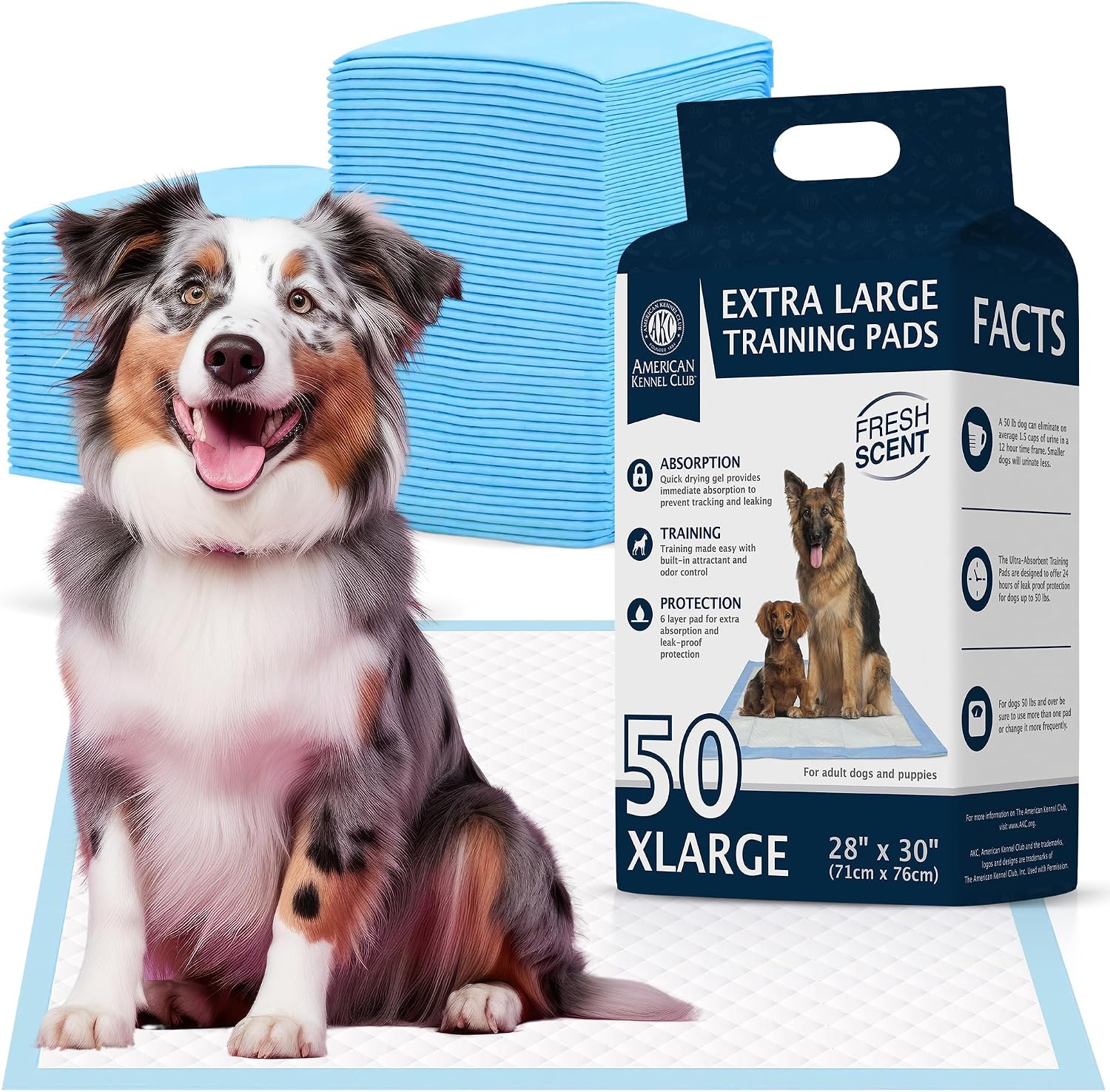 American Kennel Club Scented Puppy Training Pads with Ultra Absorbent Quick Dry Gel - 28 x 30 Pee Pads for Dogs - Fresh Scented - 50 Count, XL - Image 10