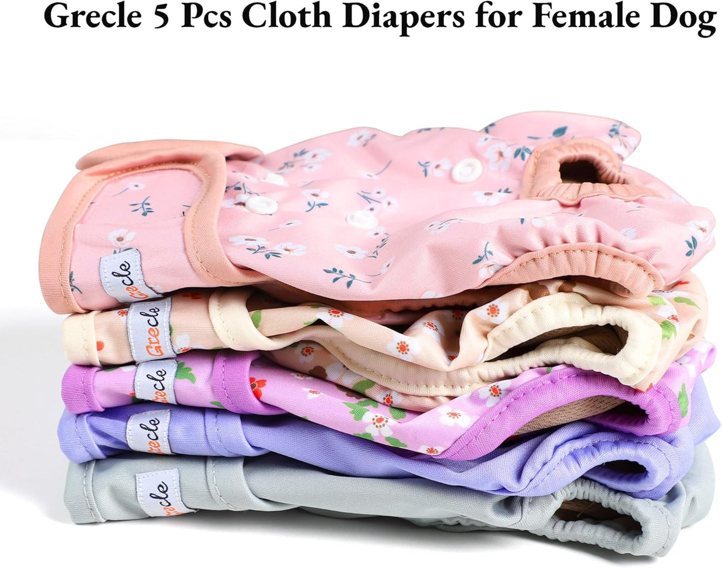 Grecle washable pet underwear displaying the adjustable snap button closure system