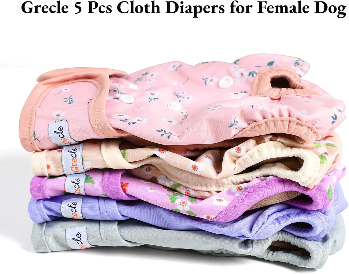 Grecle washable pet underwear displaying the adjustable snap button closure system