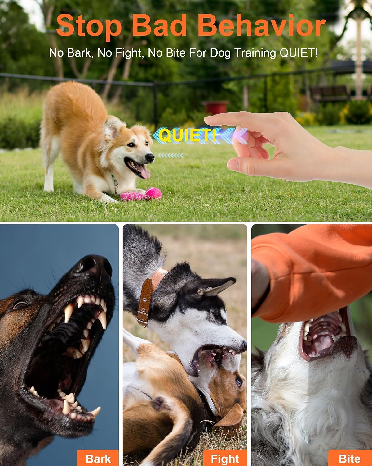Close up of Lovepetpal ultrasonic dog trainer interface