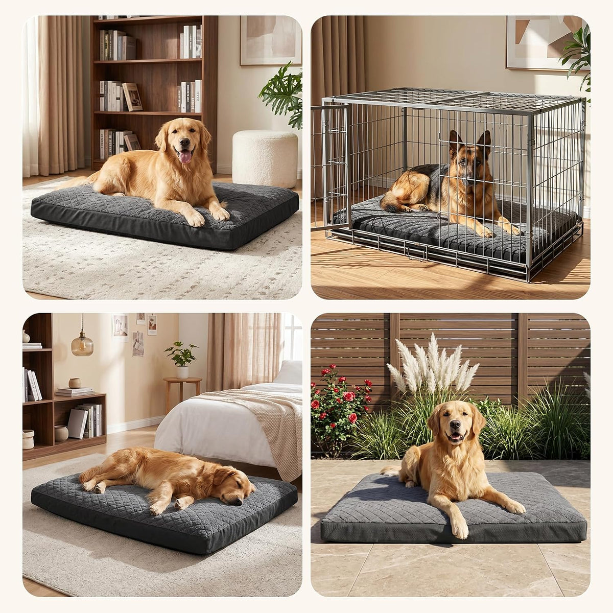 Large sized grey pet bed for orthopedic joint support