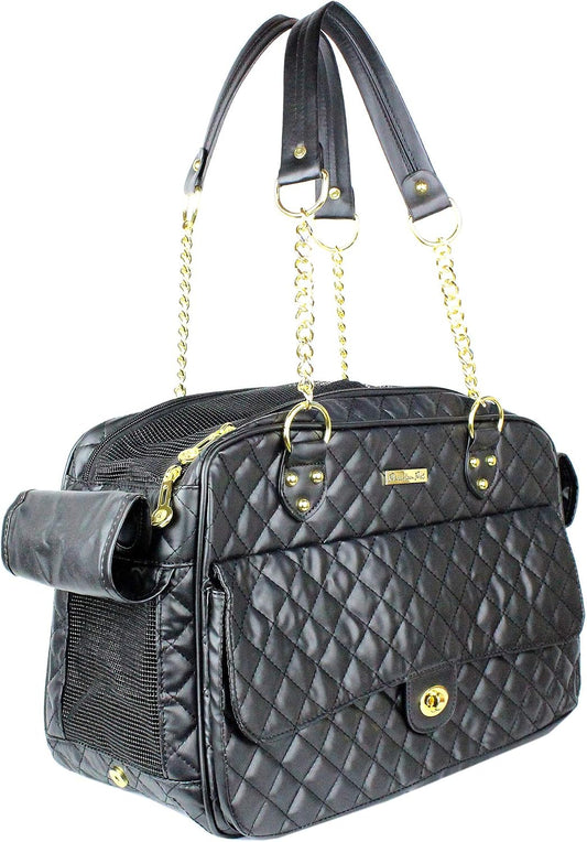 Parisian Pet London Quilted Dog Purse front view