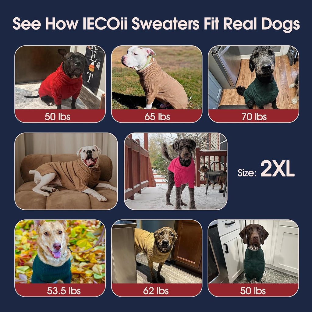 IECOii green pet sweater for large dogs high cut belly design details