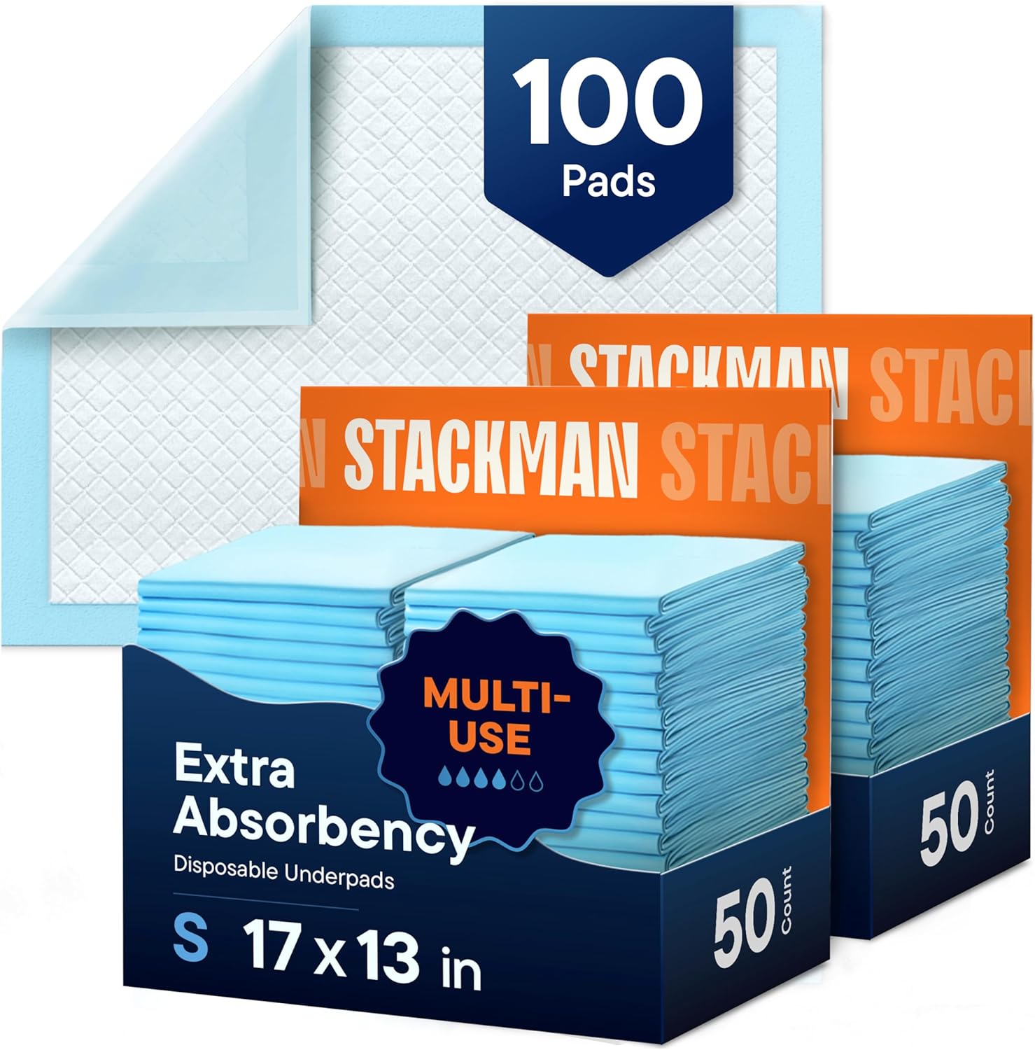Stack Man disposable changing pads 100 pack front view