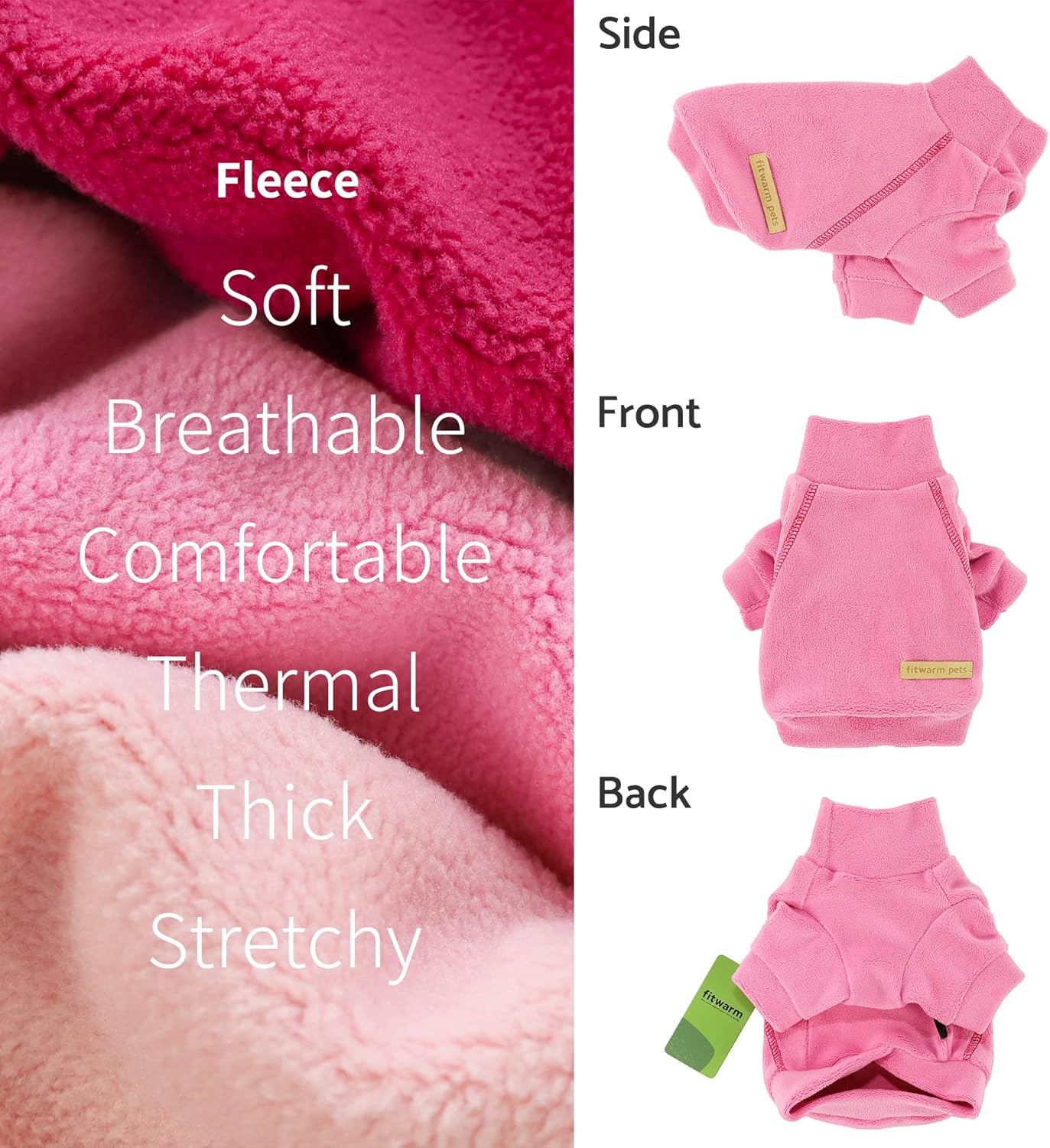 Fitwarm pet fleece warm clothes high cut belly design display.