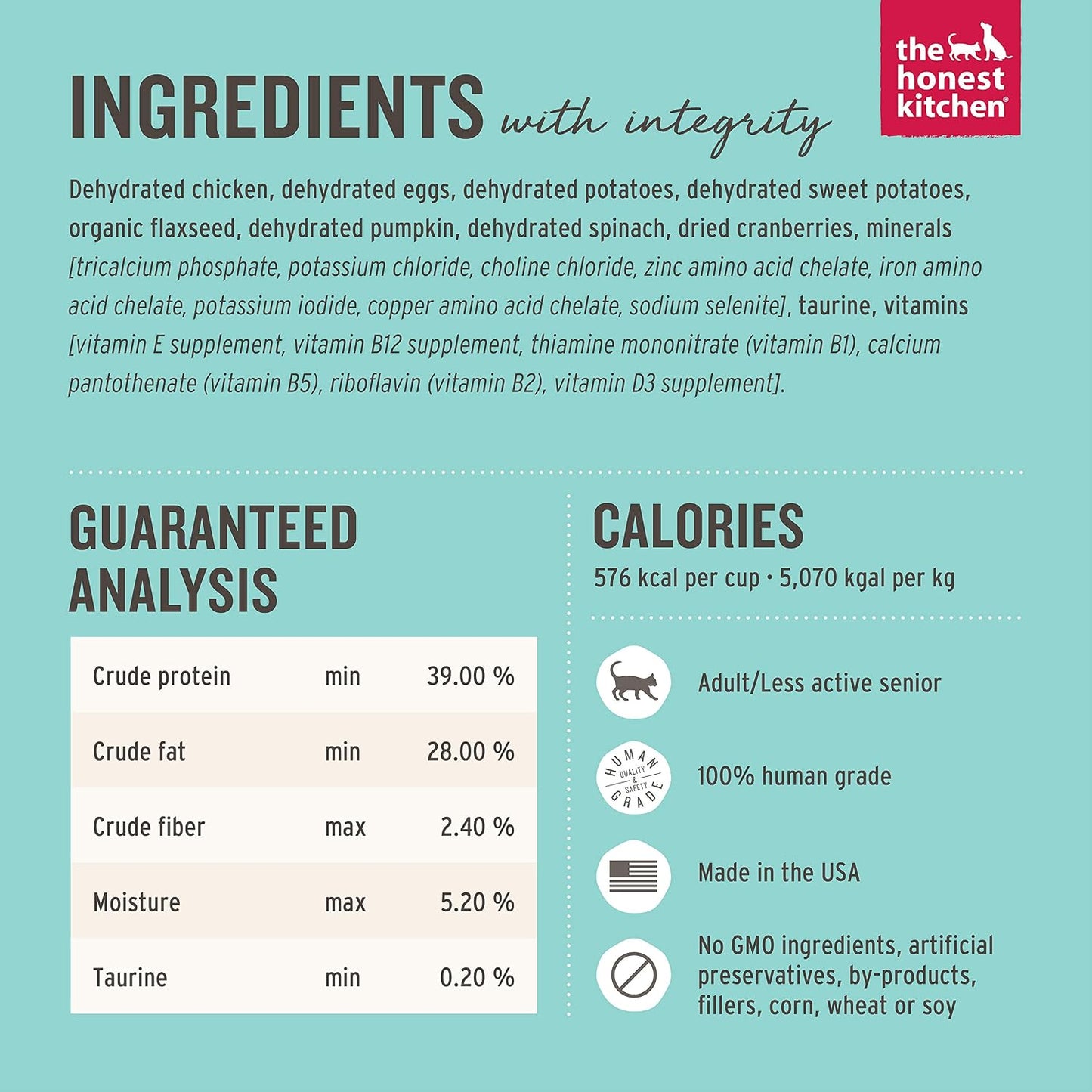 The Honest Kitchen cat food box showing human grade quality label